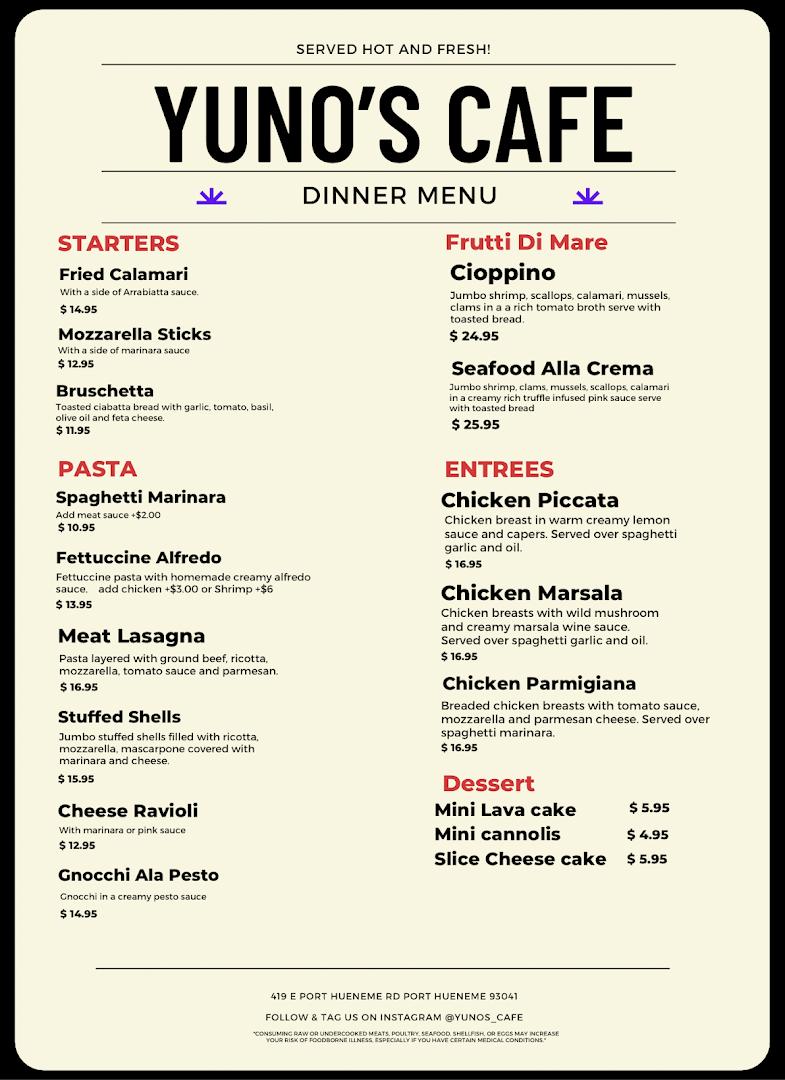 Yuno's cafe restaurant & meal prep
